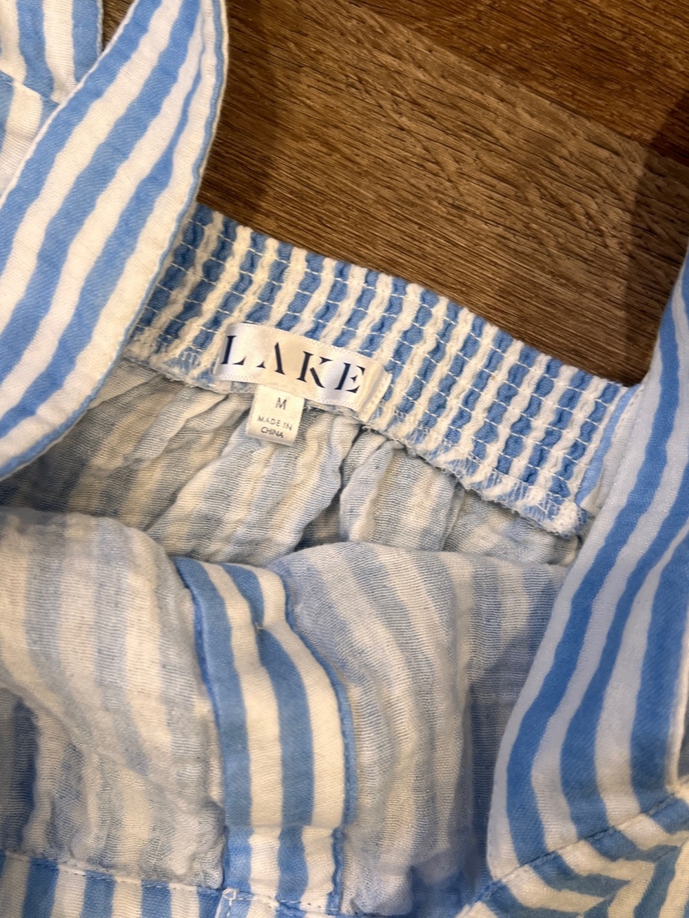 LAKE Hamptons Pajama Set in Sail Blue Awning Stripe Gauze Medium - Picture 7 of 13